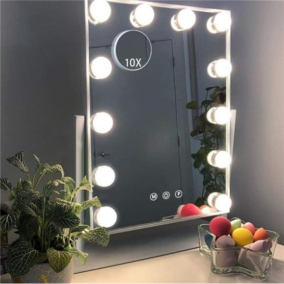 Vanity Mirror with Lights Makeup Mirror with Lights 12 Dimmable Bulbs Hollywood - Picture 1 of 5
